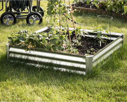 906542 Corrugated Raised Garden Bed, Silver