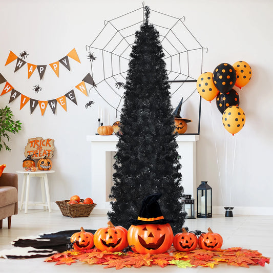 7 Ft Pre-Lit Black Halloween Tree