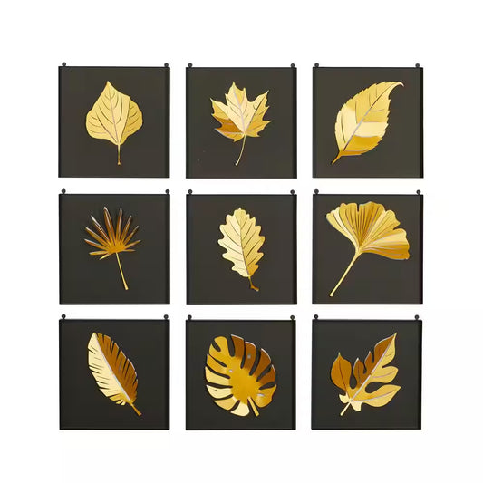 Gold Metal Contemporary Wall Decor (Set of 9)
