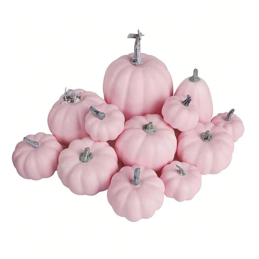 12Pcs Pink Faux Pumpkins Decoration 
