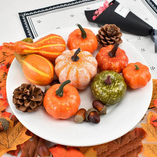 50 Pcs Mini Pumpkin, Gourd, Acorn, Berries, Leaf Fall Harvest Decorations 