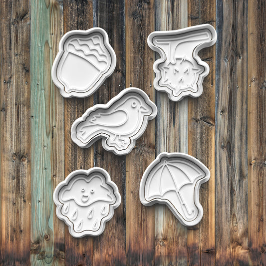 Fall Autumn Cookie Cutters, Cookie Stamps