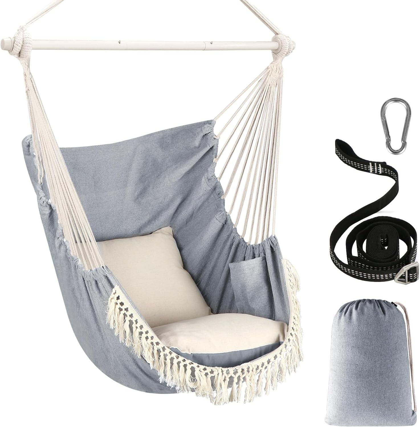 Hanging Hammock Chair Swing (Max 500 Lbs) *Cushions Included*