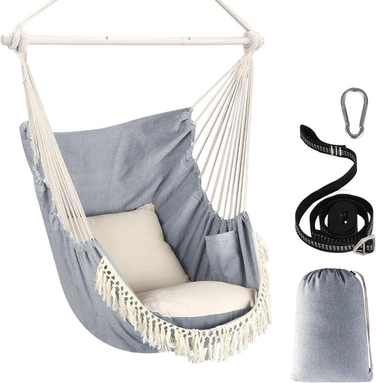 Hanging Hammock Chair Swing (Max 500 Lbs) *Cushions Included*
