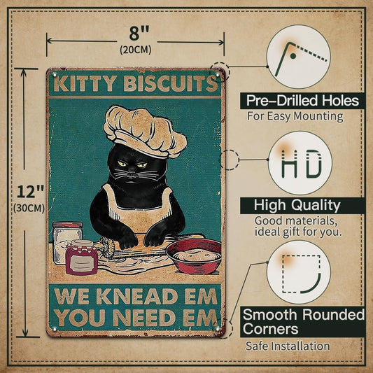  Kitty Kitchen Vintage Metal Tin Sign