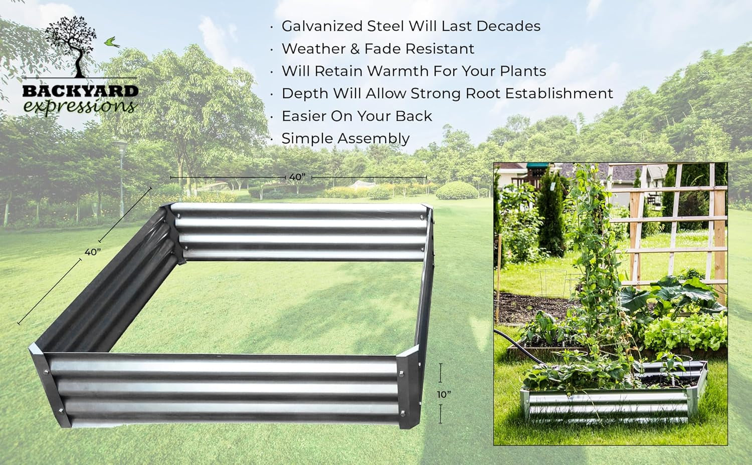 906542 Corrugated Raised Garden Bed, Silver