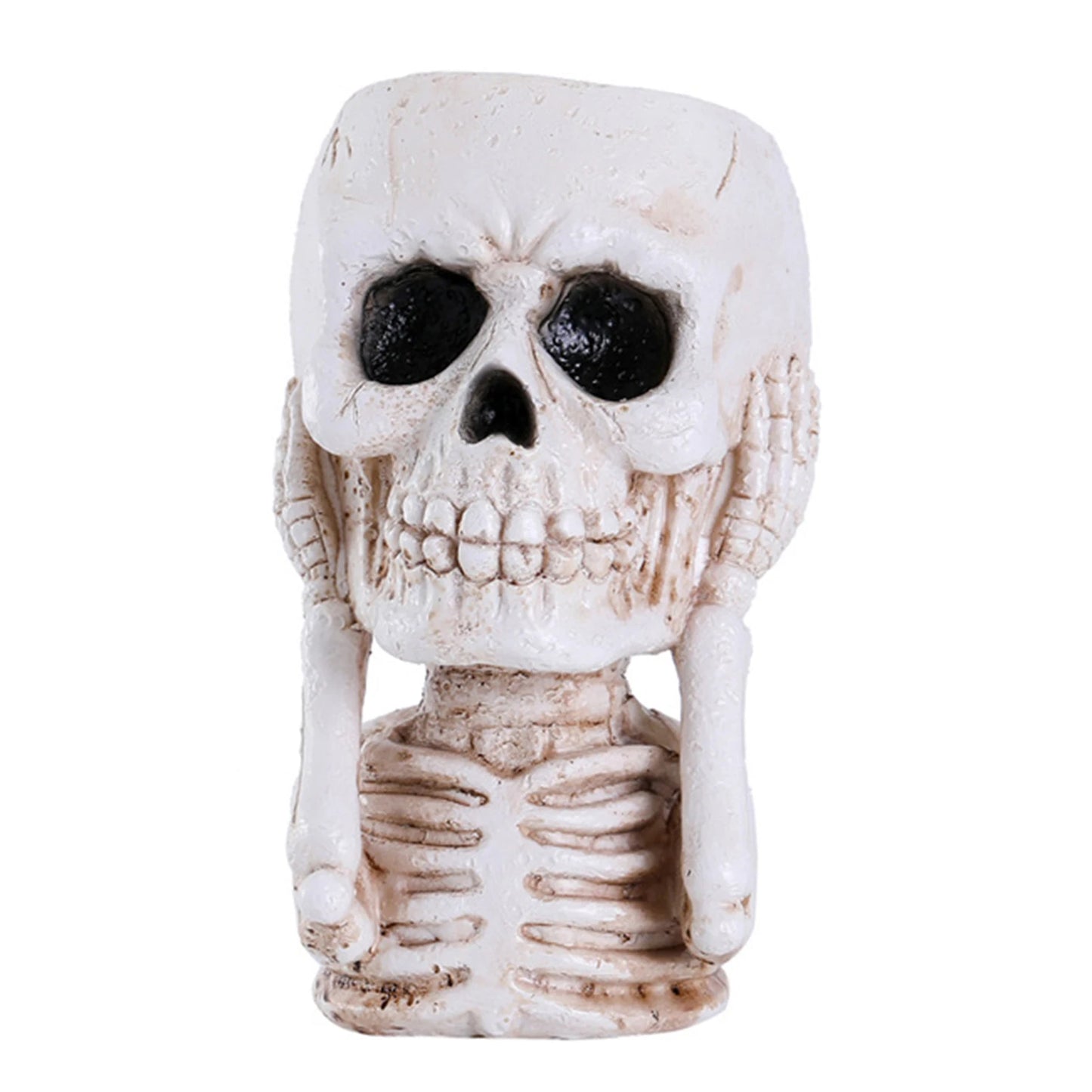 Skull Head Flower Pots Gothic Skeleton Planter Container Office Planter Succulent Plant Organizer Halloween Tabletop Ornament