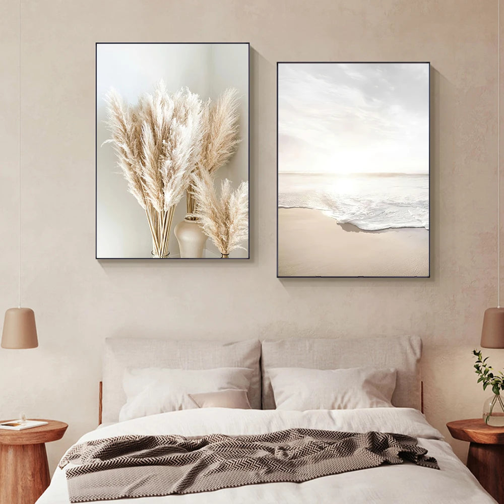 3Pcs Sea Wave Beige Landscape Canvas Prints 